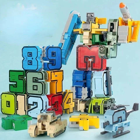 Mega Robô Transformers - Números, Veículos e um Robô Incrível - 10 peças